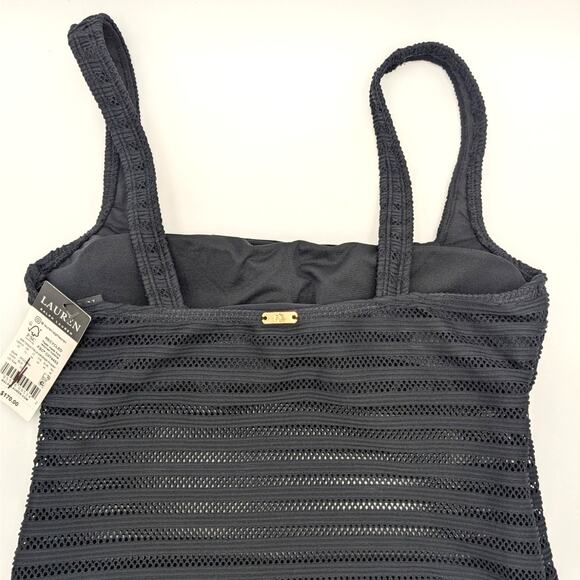 Lauren Ralph Lauren Women's Ottoman Mesh Square Neck One Piece Swimsuit Size 10 - Picture 6 of 14
